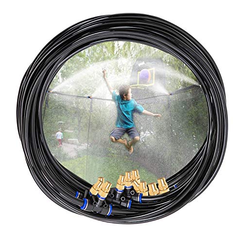 H&G lifestyles Outdoor Trampoline Water Play Sprinklers for Kids- Summer Outdoor Water Fun Game Toys Accessories - Great for Boys & Girls and Adults - Attached On Trampoline Safety Net Enclosure